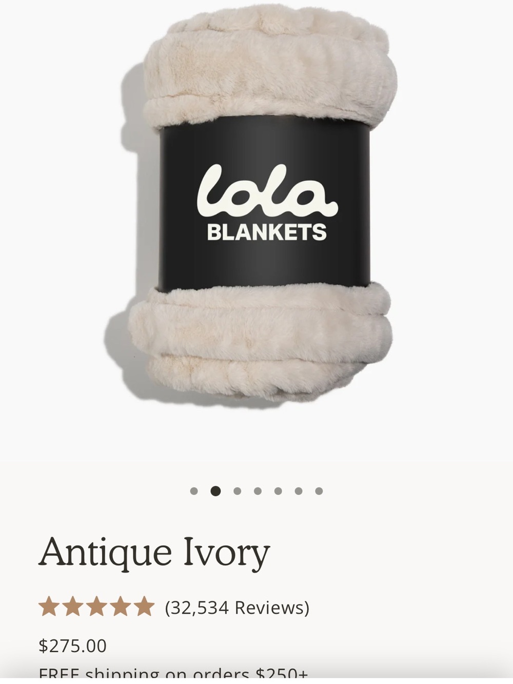 Lola Blankets Antique Ivory Plush Throw Blanket